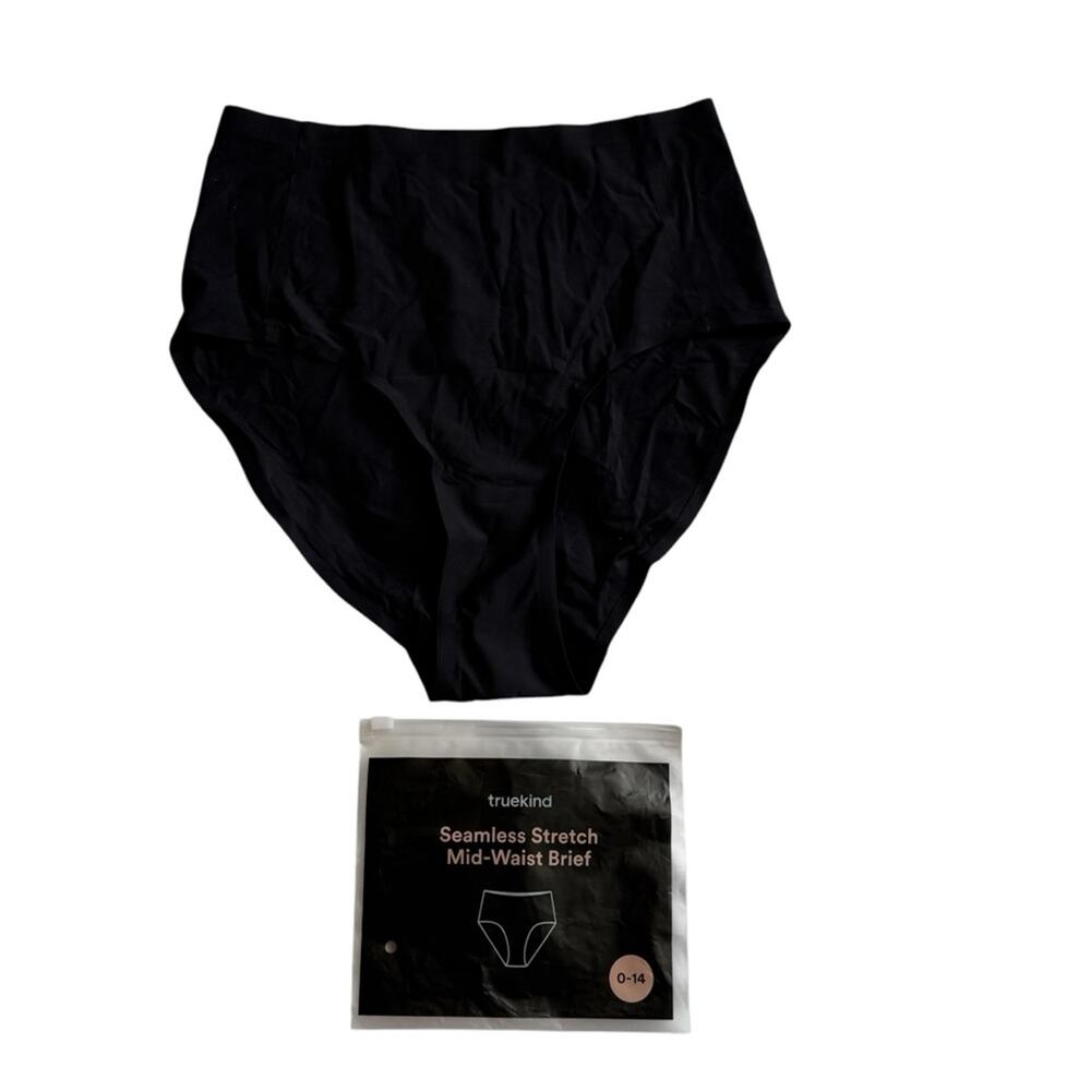 True Kind Woman's Size 0-14 Black Seamless Stretch Mid Waist Brief